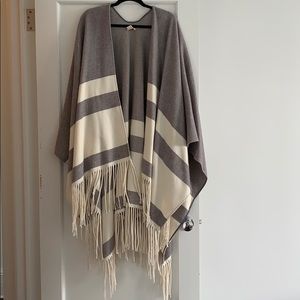 Gray and cream poncho